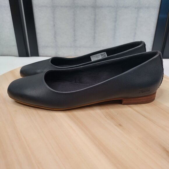Tom's Brielle Black Leather Flats Shoes Women US 6 - Picture 7 of 14